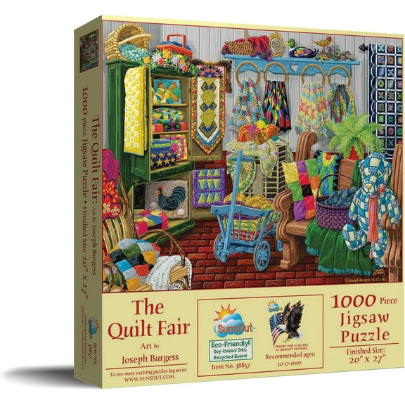 SUNSOUT INC - The Quilt Fair - 1000 pc Jigsaw Puzzle by Artist: Joseph Burgess - Finished Size 20" x 27" - MPN# 38857