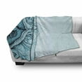 thumbnail image 3 of Mandala Soft Flannel Fleece Throw Blanket, Traditional Ornamental Lace Border with Swirled Flower Lines Eastern Folk Artwork, Cozy Plush for Indoor and Outdoor Use, 50" x 60", Aqua, by Ambesonne, 3 of 6