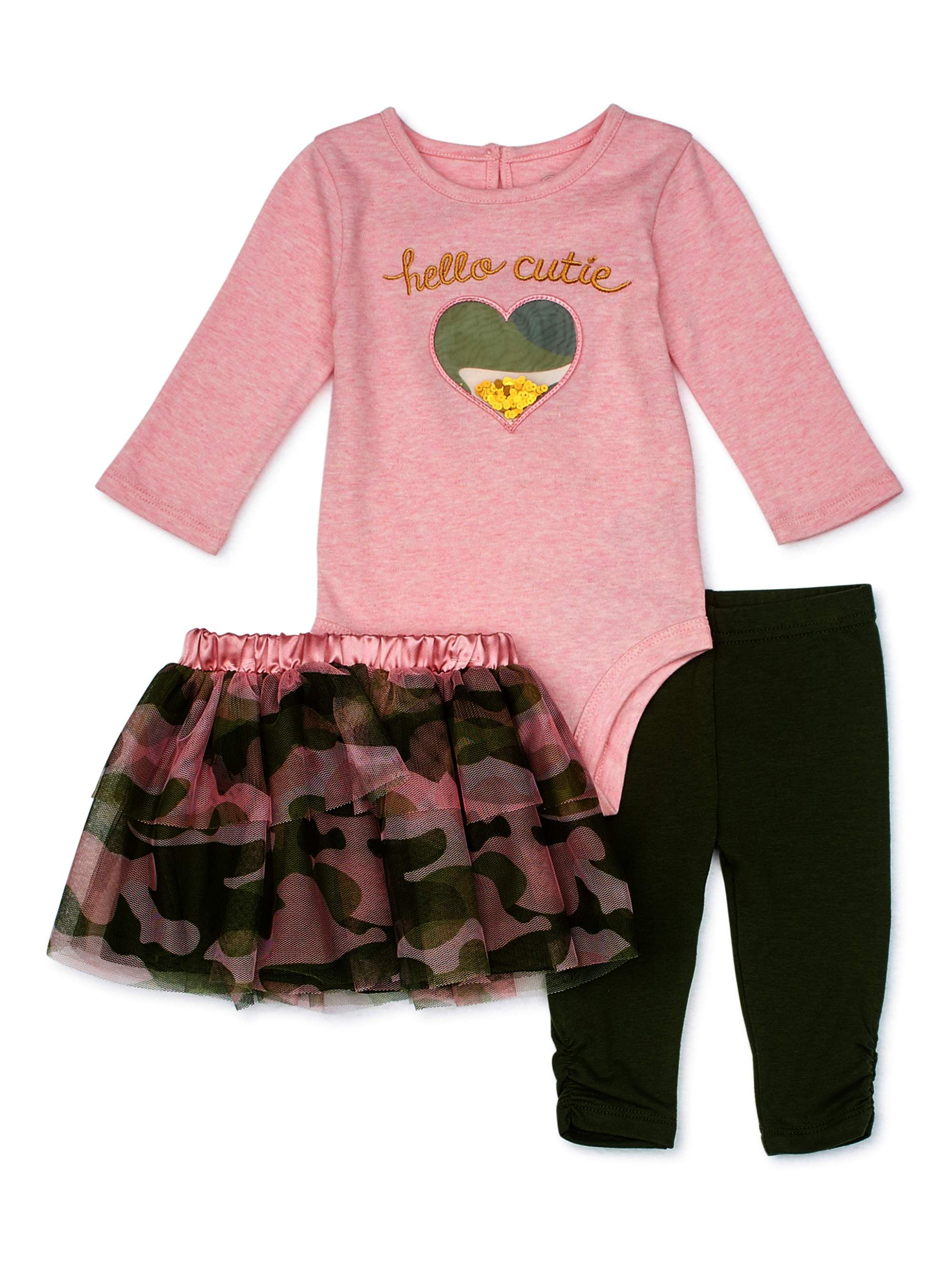 12M Carter's Baby Girl's 3-Piece "Hello Cutie" Bodysuit and Tutu Legging Set 