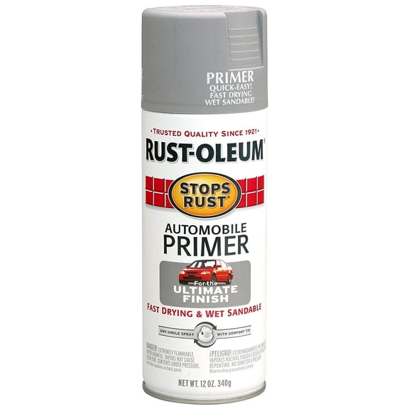 Rust-Oleum Stops Rust Automotive Primer - Durable, Interior/Exterior - 6 Pack, Light Gray