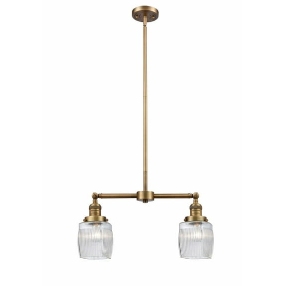 Innovations 209-BB-G302-LED Colton 2 Light Chandelier part of the Franklin Restoration Collection, Brushed Brass