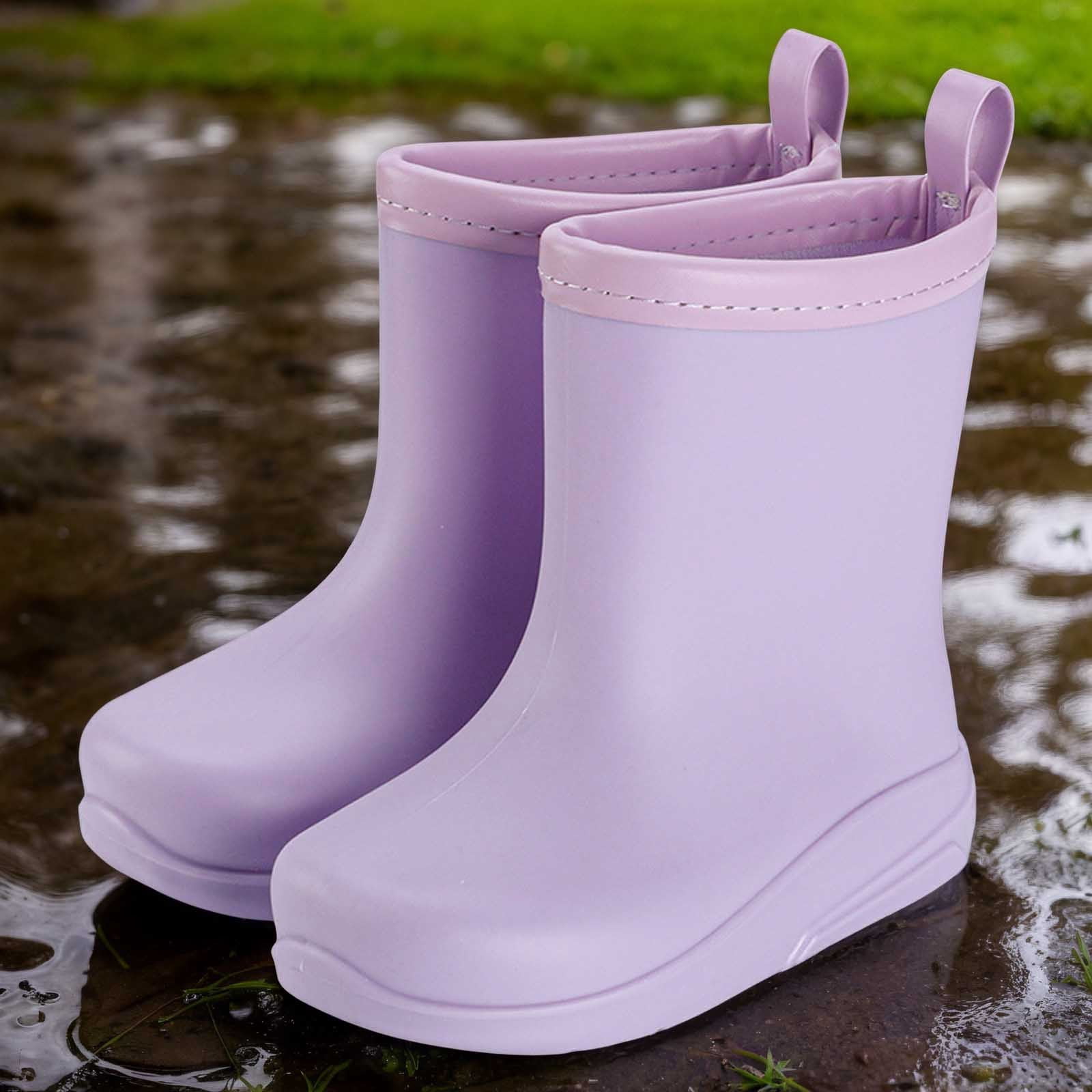 Tisuna Boys Girls Rain Boots Toddler Solid Color Anti- Easy On Booties Waterproof Lightweight Unisex Children Rainy Day Outdoor Rain Shoes Size 10-10.5 Years