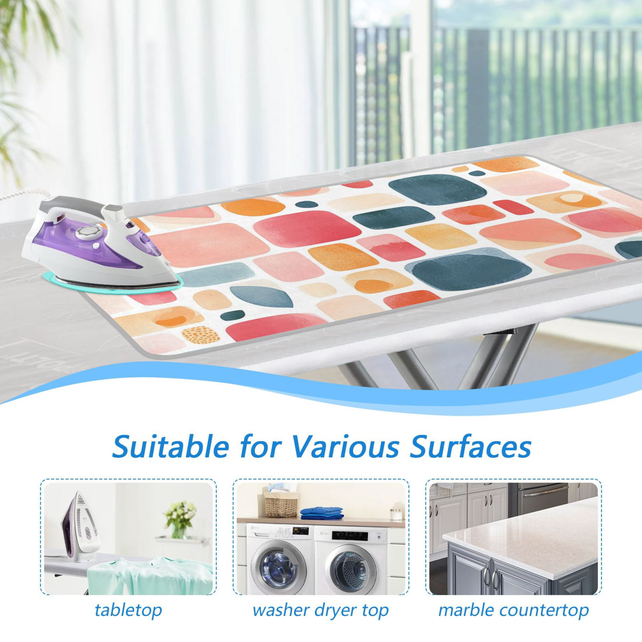 Cute Tile Patterns Ironing Mat Blanket for Table Top Travel Portable Ironing Board Pad 47.2x27.6 Inch