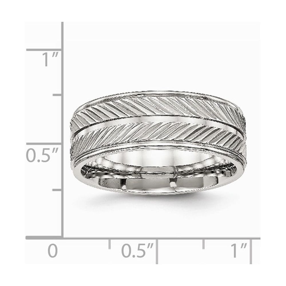8mm Stainless Steel Polished Grooved Ring - Size 10