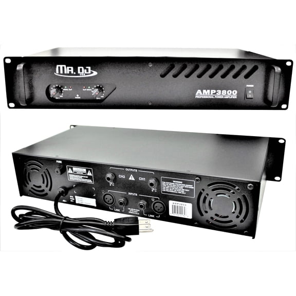 MR DJ AMP3800 1000W MAX, 2-channel 360 watts RMS bridgeable dynamic series PA DJ power amplifier