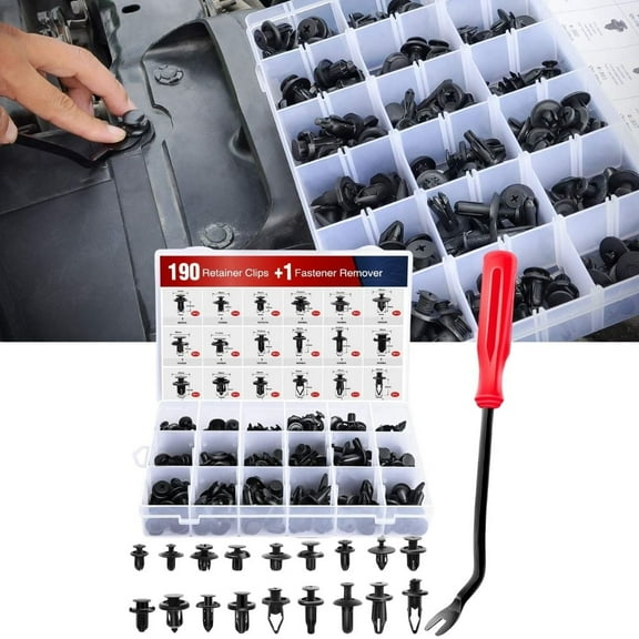 190 Pcs Car Retainer Clips Fastener Remover 18 Most Popular Sizes Applications Auto Push Pin Rivets Set Door Trim Panel Clips for Toyota Honda Nissan