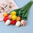 thumbnail image 2 of Luxtrada 25Pcs Tulips Real Touch Artificial Flowers Fake Tulips Arrangement Bouquet for Home Kitchen Office Wedding Spring Holidays Valentine's Day Decor (Orange+Pink+Red+White+Yellow), 2 of 7