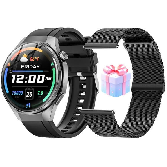 Mingwear Men's Women's 1.46-Inch Smartwatch fits for Android IPhone with Fitness Tracker, 100  Sport Modes / Answer / Call, IP68 Waterproof Fitness Watch (Black)
