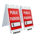 thumbnail image 2 of A-frame Sidewalk Public Parking With Price 24" x 36" Double Sided A-Frame Sidewalk Sign, Includes 2 Installed Vinyl Decals | Foldable Portable White Signicade Sandwich Board Signs, 2 of 5