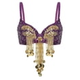 thumbnail image 1 of Guardurnaity Sujetador adelgazante con cuentas, brillante, para danza del vientre, sexy, para carnaval, ideal para festivales, bares y fiestas. Disfraces de disfraces violeta, 1 of 6