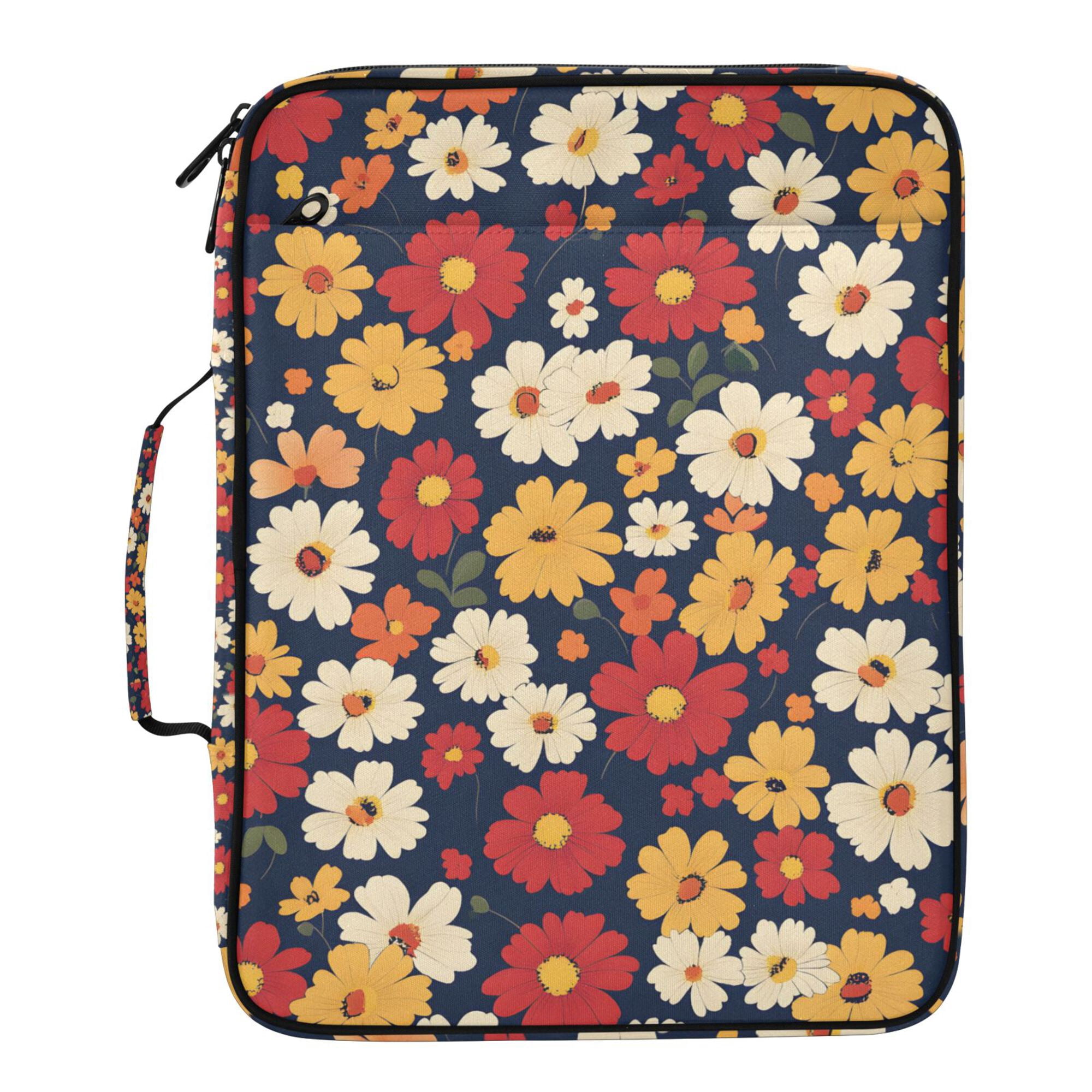 FORMRS Accordion File Folder A4 Size 7-Pocket Expanding Document Organizer Bag with 3 Ring Binder, Red Floral