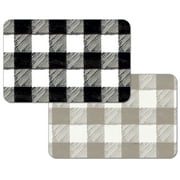 Wipe-Clean Reversible Decofoam Placemats, Black/Taupe Buffalo Check, Set of 2, Made in The USA