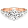 thumbnail image 3 of 4 Carat IGI Certified Round Shape Lab Grown Diamond Engagement Ring | 14K Rose Gold |Tiara Three Stone Diamond Ring | FG-VS1-VS2 Quality Friendly Diamonds, 3 of 4