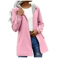 thumbnail image 2 of Rain Jacket Women Long Lightweight Waterproof Rain Coats Plus Size Windbreakers Raincoat Outdoor Travel Hooded Jacket Pink 2XL, 2 of 7