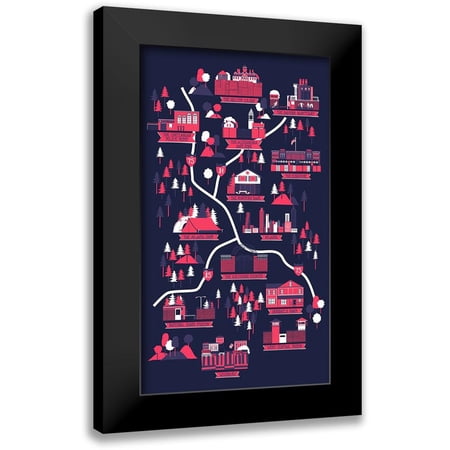 Farkas Robert 15×24 Black Modern Framed Museum Art Print Titled – The Walking Dead Map