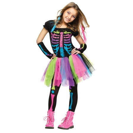 Girls Funky Bones Costume: Tween Girls Skeleton Halloween Costume  LG 12-14