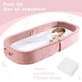 thumbnail image 6 of BYBYME Portable Toddler Bed Travel Toddler Bed Waterproof Crib with Washable Fitted Sheet - Foldable Kids Floor Cot for Sleepovers, Pink, 6 of 7