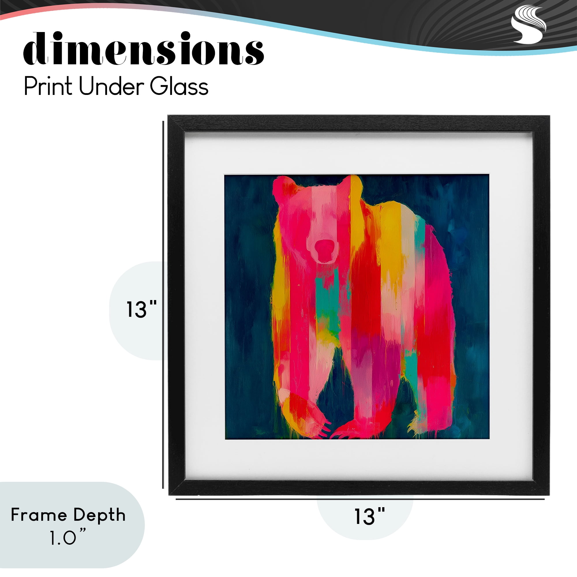 Stupell Industries Pink & Yellow Bear Standing Tall Black Framed Print Under Glass, design by Chromatic Storm Studio