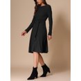 thumbnail image 2 of DARING DIVA Sweater Ribbed Tie Waist Crew Neck Midi Dress S Black, 2 of 6