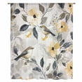 thumbnail image 2 of Yellow Grey Botanical Sheer Curtains 45 Inches Long, Spring Floral Birds Watercolor Light Filering Curtains, Breathable Simi Curtain Privacy Drapes for Kitchen Bathroom Small Window Treatment, 2 of 9