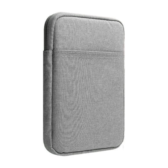 Injueey Bolsas protectoras fáciles de llevar, buena protección para Kindles, bolsillo exterior, cierre de cremallera, bolsa para libros Electrónica gris claro 6 pulgadas