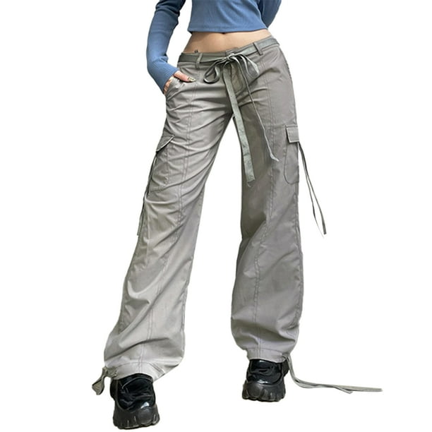 Txlixc Pantalones casuales para mujeres, pantalones callejeros de color sólido con cremallera de botón Txlixc moda