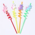 thumbnail image 1 of Pajitas de unicornio para beber, pajitas de plástico curvadas coloridas, decoraciones para fiestas de cumpleaños para niños, familia o fiesta, paquete de 8 JAMW Sencillez, 1 of 5