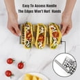 thumbnail image 3 of Paquete de 4 soportes para tacos de acero inoxidable, soportes para tacos de primera calidad, capacidad para 2 o 3 tacos en cada bandeja para tacos, estante para tacos con mango de fácil acceso, carca, 3 of 5