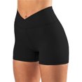 thumbnail image 6 of Joernso Women High Waist Solid Color Skinny Cross Waist Hip Lift Workout Yoga Sports Shorts, 6 of 7