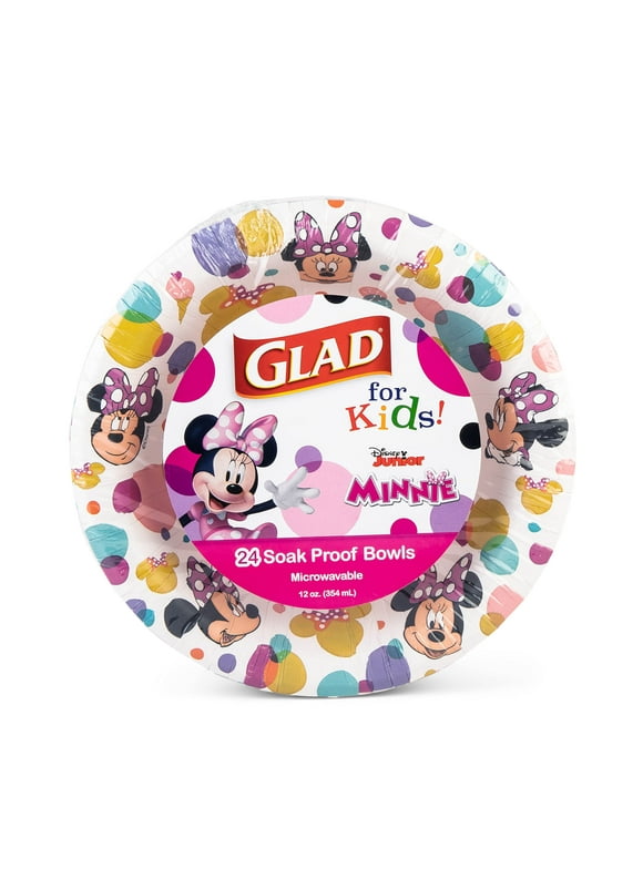 Glad for Kids Disney Mickey and Friends Polka Dot 12oz Paper Bowls| Disney Mickey Mouse Colorful Polka Dot Paper Bowls, Kids Bowls| Kid-Friendly Paper Bowls for Everyday Use, 12oz Paper Bowls 40 Ct