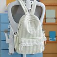 thumbnail image 4 of Women Bow Print Backpack with Lace Trim, Large Capacity Multi-Pockets School Bag for Travel Outdoor (Green 430*300*130), 4 of 9