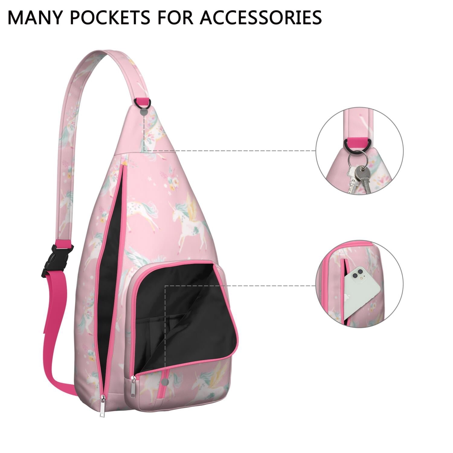 Magical Rainbow Unicorn Sling Bag - Mythical Horse Print Shoulder Backpack (Water-Resistant & Lightweight, Stylish Design)