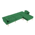 thumbnail image 6 of uhomepro Mid Century Couches and Sofas, Modern Reversible Sectional Sofa Bed with Golden Legs, Metal Nails Armrests, 2 Pillows, Velvet Fabric Couch for Living Room, Green, 6 of 11