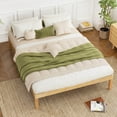 thumbnail image 5 of Costway Queen Size Wooden Platform Bed Frame 14" with Rubber Wood Legs Under-bed Storage Beige, 5 of 9