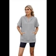 thumbnail image 2 of Sudadera con Capucha de Media Cremallera para Mujer, de Corta, Informal, con Bolsillos. Gris M, 2 of 10