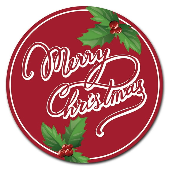 SignMission Circular Rigid Plastic Sign 12" Tall - Merry Christmas 2 | Plastic Sign | Made in the USA