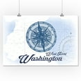 thumbnail image 1 of West Port, Washington - Compass - Blue - Coastal Icon - Lantern Press Artwork (16x24 Giclee Gallery Print, Wall Decor Travel Poster), 1 of 1