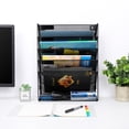 thumbnail image 5 of EasyPAG Mesh 5-Tier Hanging Wall Mount File Organizer Desk File Holder Vertical Mail Paper Folder Rack with Bottom Tray for Office Home, Black, 5 of 7