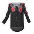 thumbnail image 2 of Camisa ocasional s mujeres del verano de manera blusa floja xl de camisa de Negro Sunnimix Las mujeres ahuecan hacia fuera la camisa floral, 2 of 8