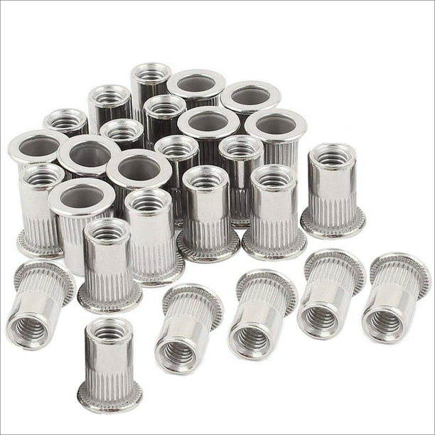 30pcs 14 20 Stainless Steel Rivet Nuts Flat Head Insert Nutsert 14 20unc 304 Stainless Steel