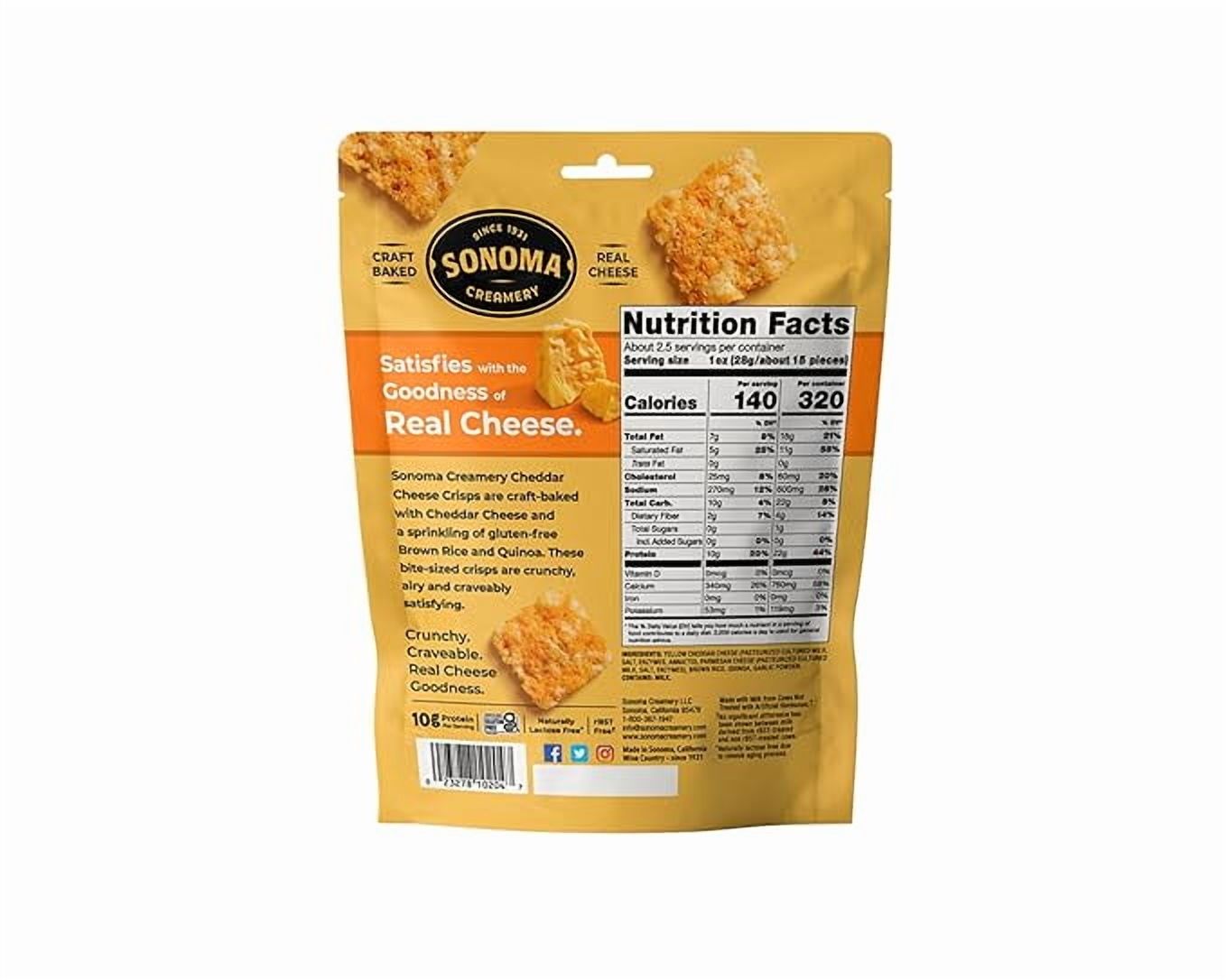 Sonoma Creamery Cheese Crisps, Cheddar, | Savory Snack Cracker | High Protein | Low Carb | Gluten Free | Wheat Free, 2.25 oz (Pack of 6)