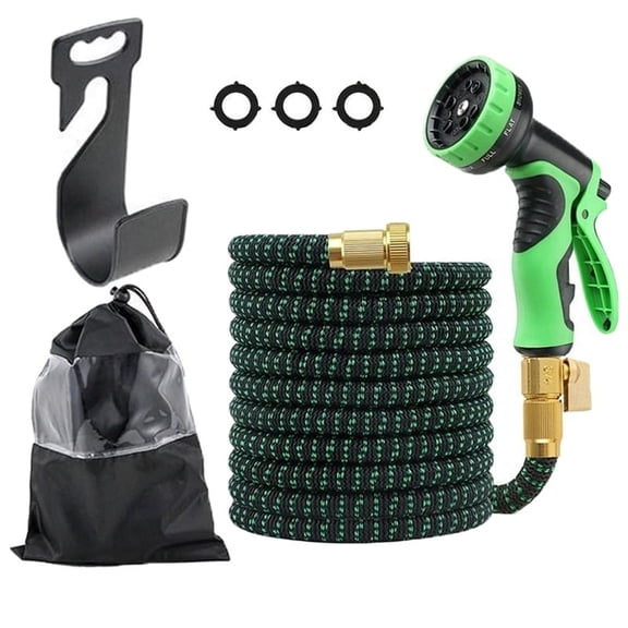 50 ft Expandable Garden Hose with Spray Nozzle & Storage Bag, Expands 16 ft to 50 ft, Lightweight Flexible No-Kink Hose for Garden Watering, Car Wash & Pet Bathing