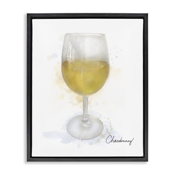 Stupell Industries Modern Chardonnay in Glass Food & Beverage Painting Black Floater Framed Canvas Art Print Wall Art, 17 x 21