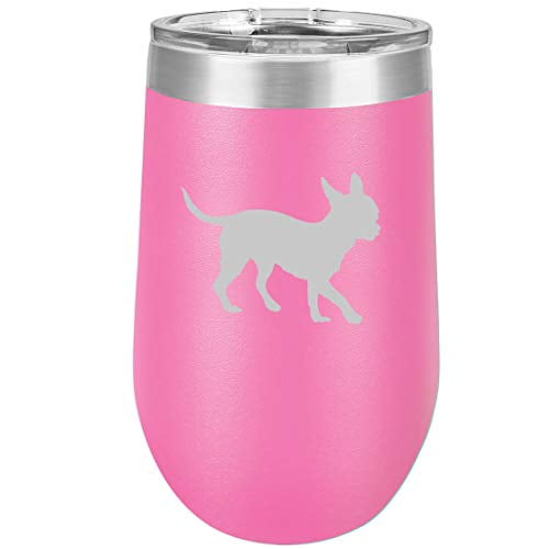 16 Oz Double Wall Vacuum Insulated Stainless Steel Stemless Wine Tumbler Glass Coffee Travel Mug With Lid Chihuahua Hot Pink Walmart Com Walmart Com