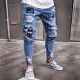 thumbnail image 3 of toraway Men's Harem Pants with Pockets Mens Tight Punctured Embroidered Small Leg Jeans XL, 3 of 3