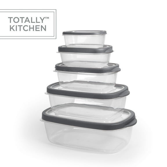Totally Kitchen Rectangle Food Containers | Microwave Safe & BPA Free | Thick, Durable & Leak Resistant | Green, Set of 5 (10 Pieces Total)