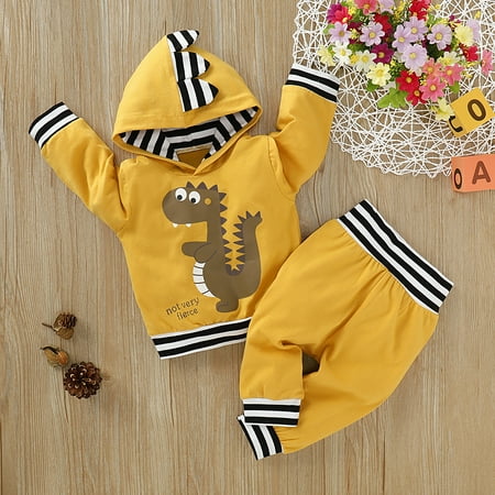 

PatPat Baby Boy Dinosaur Print Striped Cuff Pullover And Pants Set