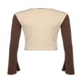 thumbnail image 4 of MesaSe Blouse à Manches Longues Y2K pour Femmes, Patchwork Noir, Coupe Slim Basique, 4 of 6