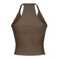 thumbnail image 5 of Sexy Tank Tops Woman Summer Rib Knit Deep V Neck Halter Tops Slim Fit Solid Casual Workout Yoga Blouses (Large, Coffee), 5 of 5