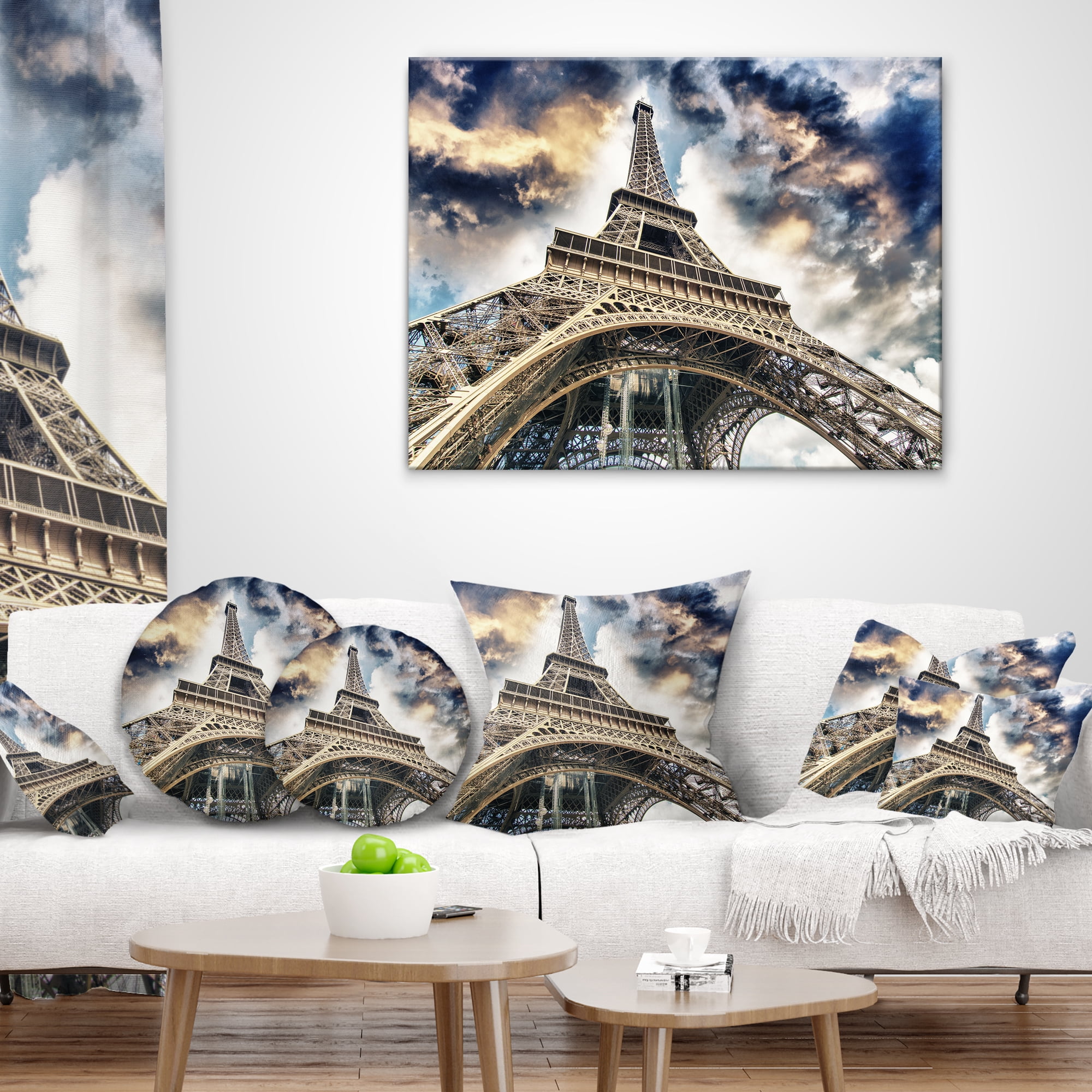 Designart The Paris Paris Eiffel TowerView from Ground - Cityscape Throw Pillow - 18x18